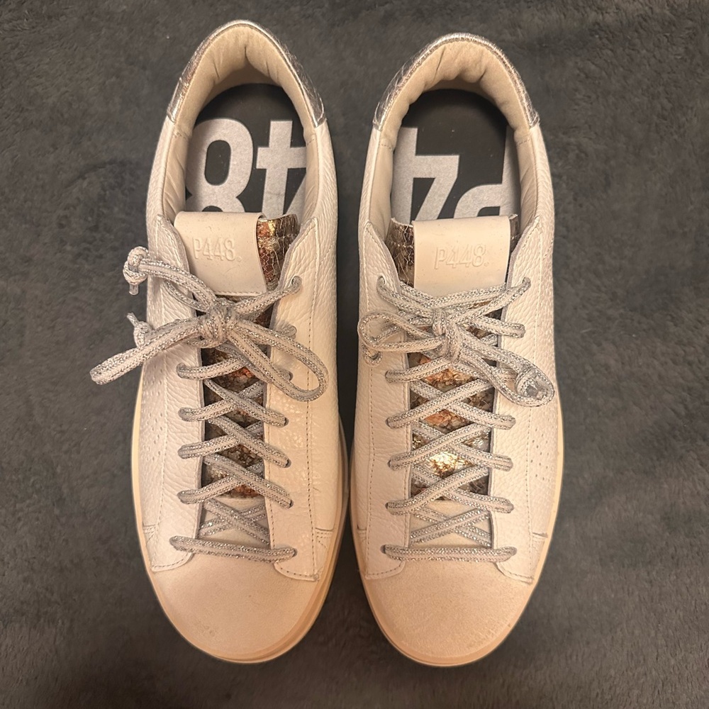 P448 Cream and Gold/Silver Sneakers